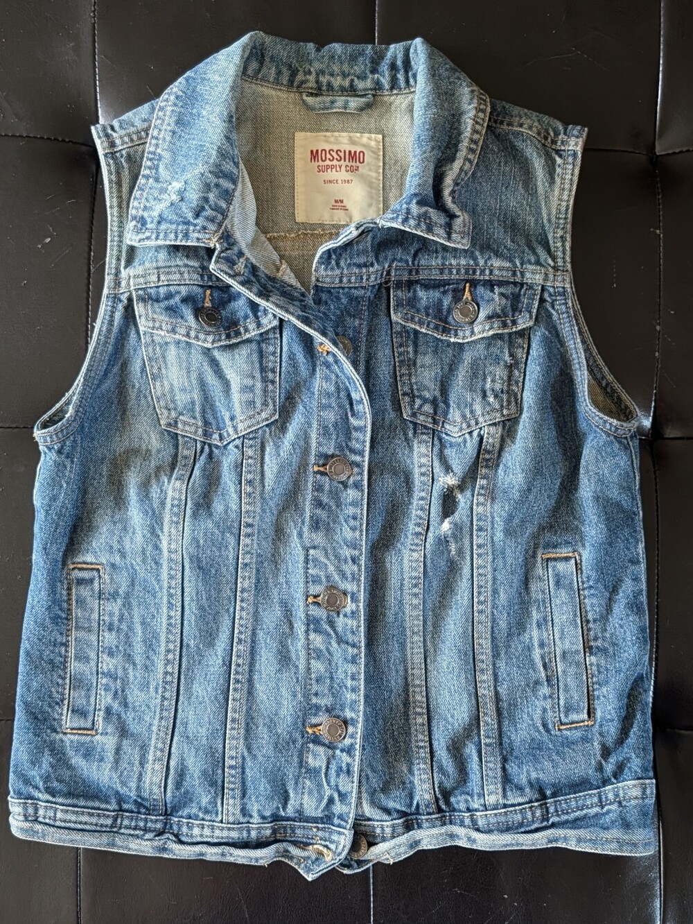 Mossimo Supply Co. Distressed Blue Denim Vest Medium